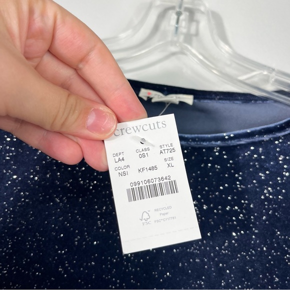 Crewcuts J. Crew Girls Navy Blue Velvet Metallic Star Print Tulle Skirt Dress XL - Picture 4 of 6